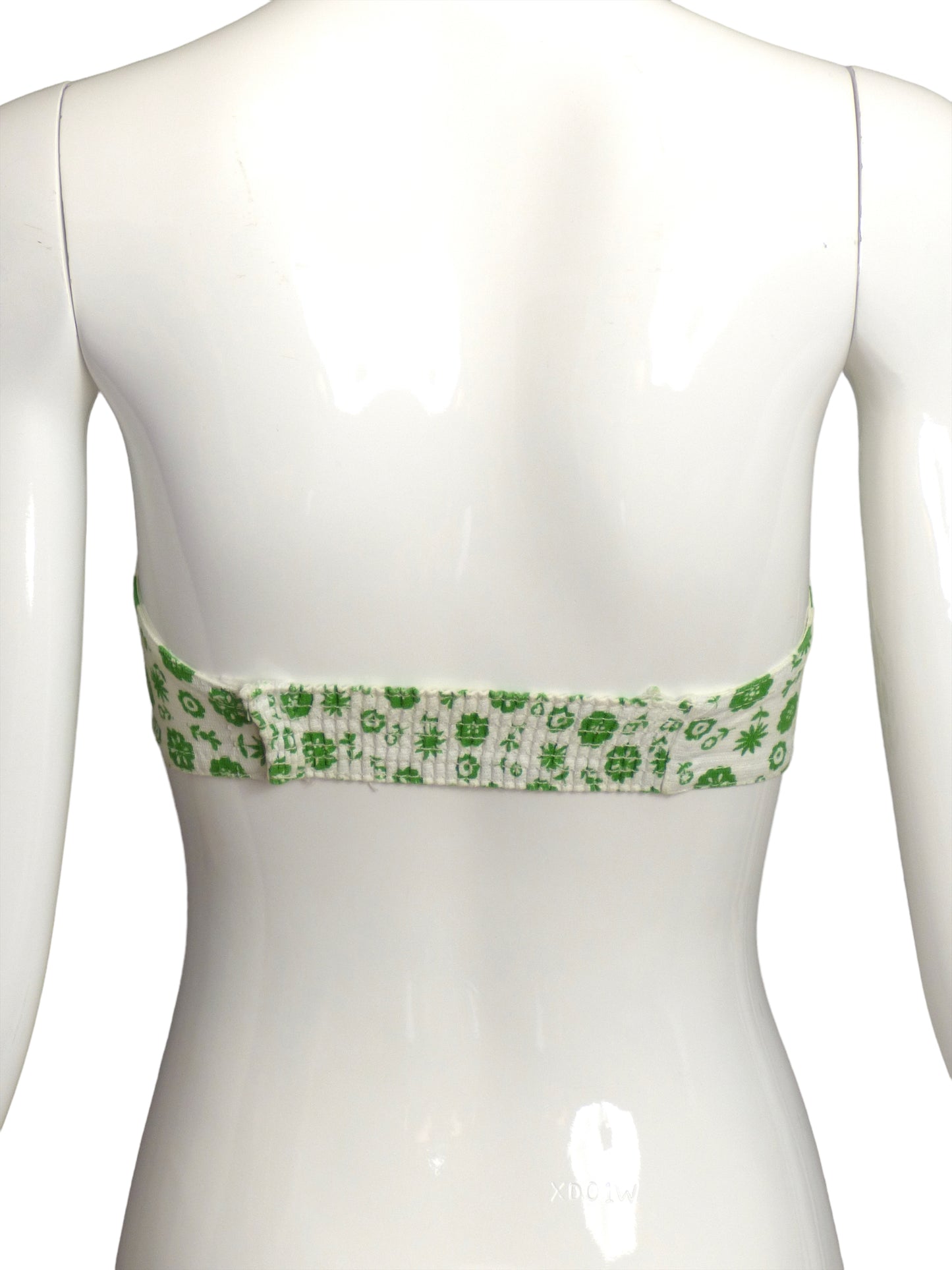 1950s Green & White Cotton Bra Top, Size-4