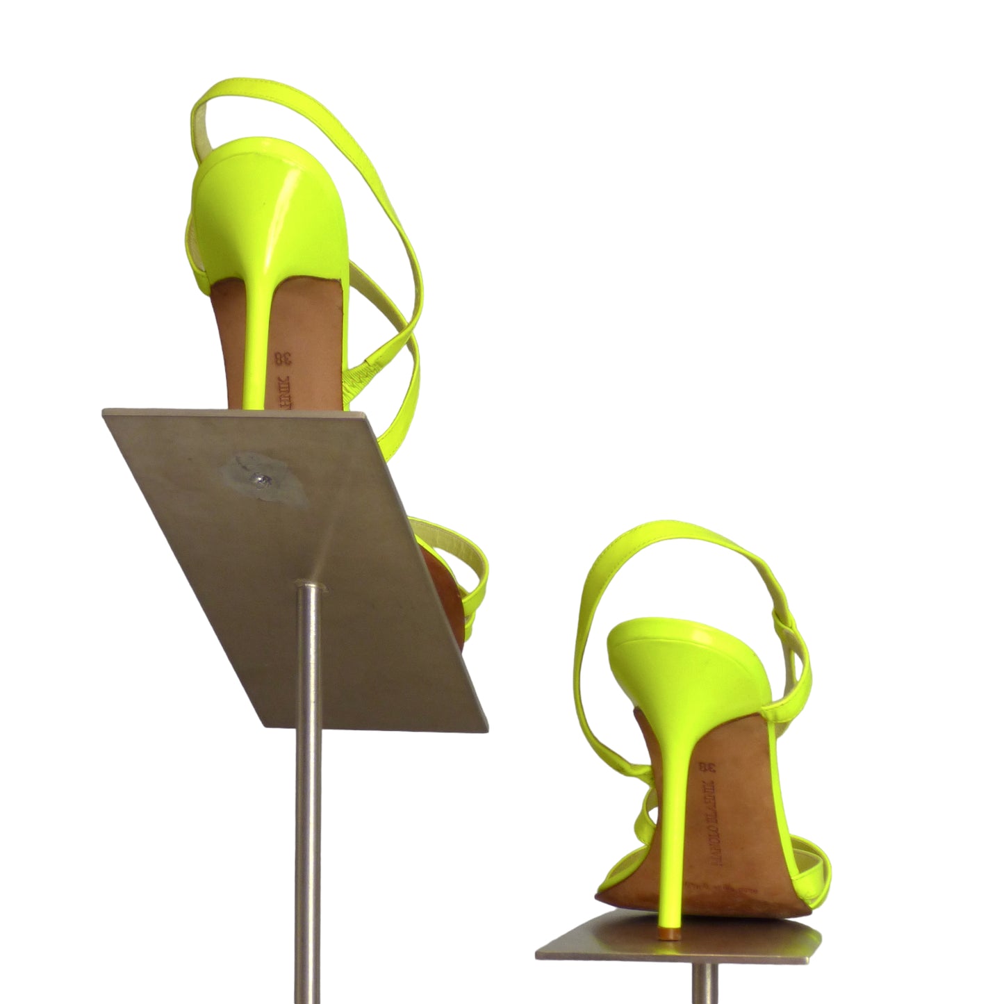 MANOLO BLAHNIK- Florescent Yellow Strappy Sandals Size-38