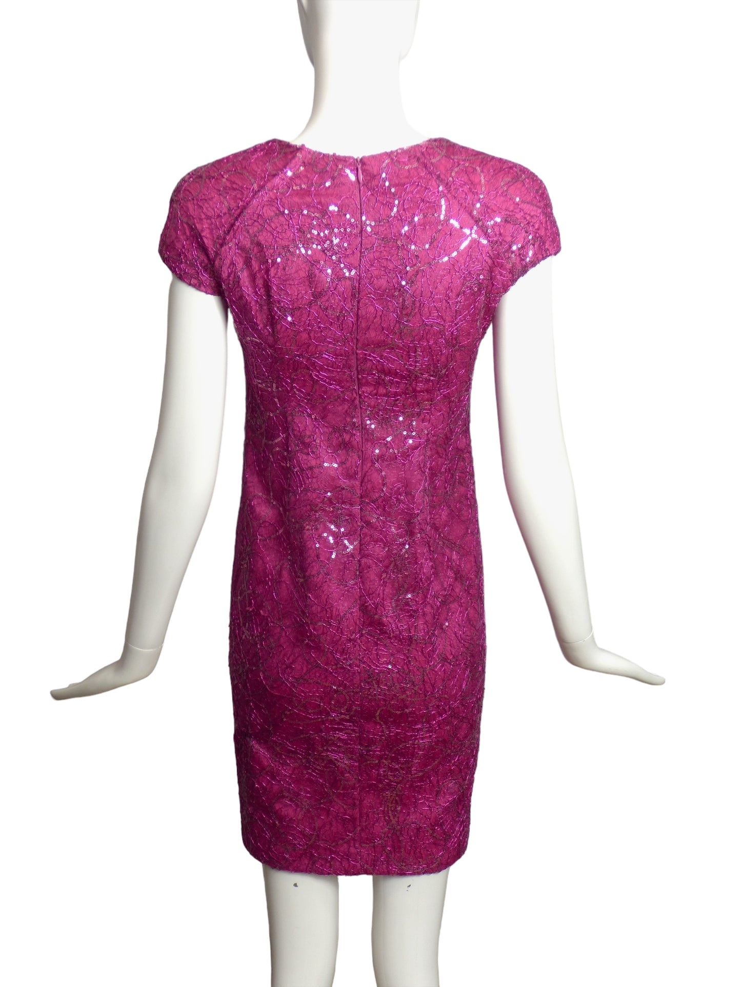 MIRELLA CAVORSO- 2016 Fuchsia Sequin Lace Dress, Size 4P