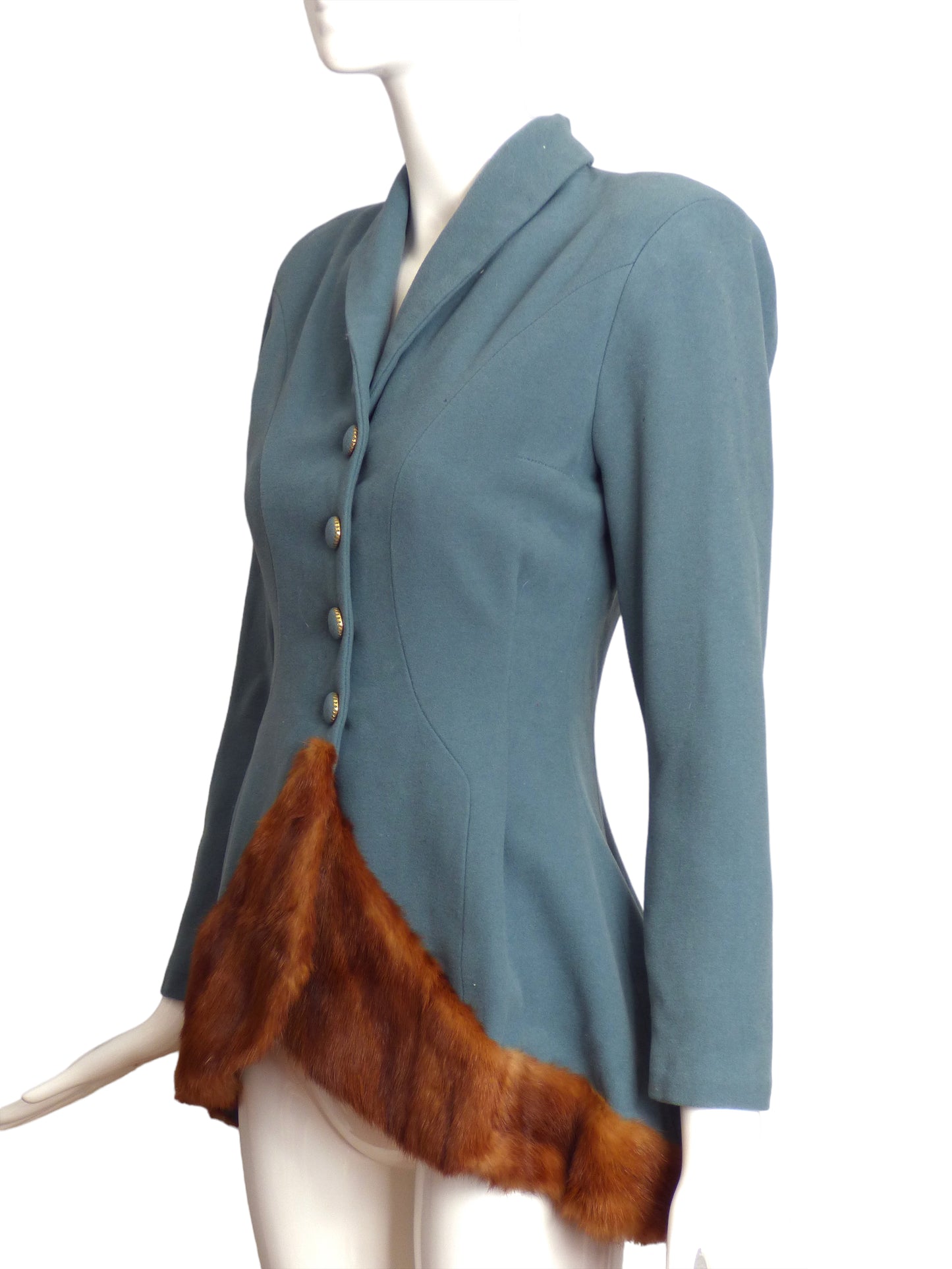 1940s AS IS Wool & Fur Trim Jacket, Size 4