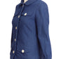 JACQUES HEIM- 1950s Blue & White Wool Stripe Blazer, Size 4