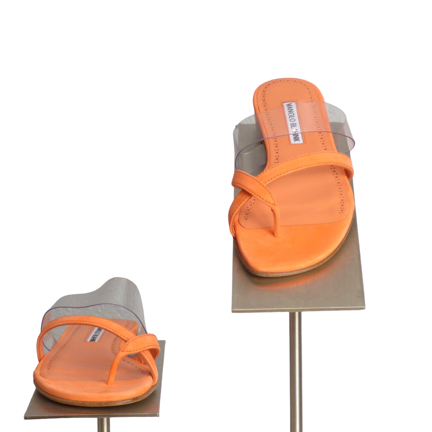 MANOLO BLAHNIK- Orange Leather Sandals, Size-37 1/2