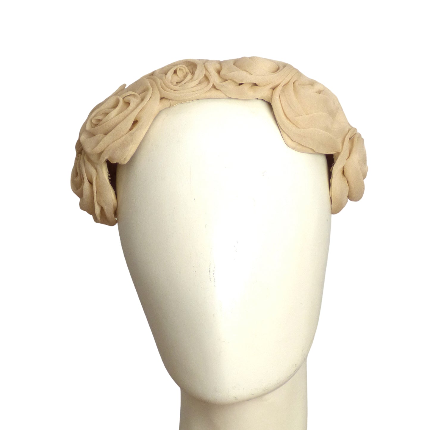 1950s Ivory Chiffon Rosette Hat