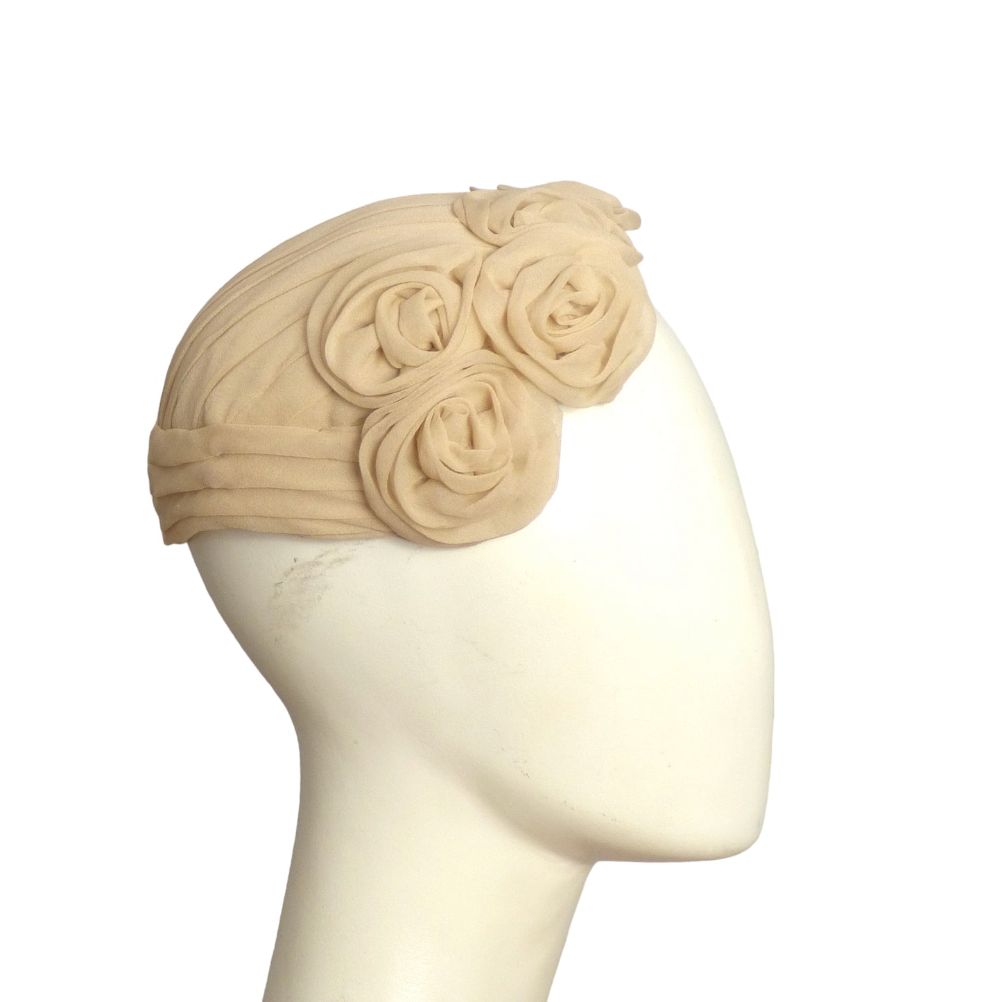 1950s Ivory Chiffon Rosette Hat