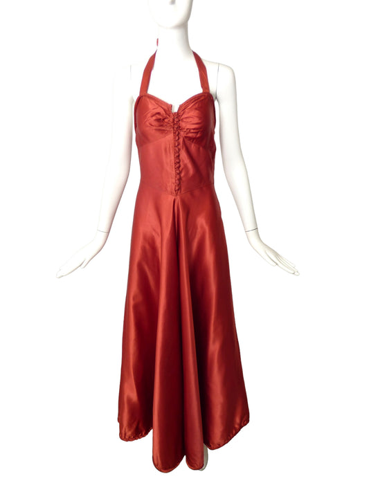 1940s Satin Halter Dress, Size 6