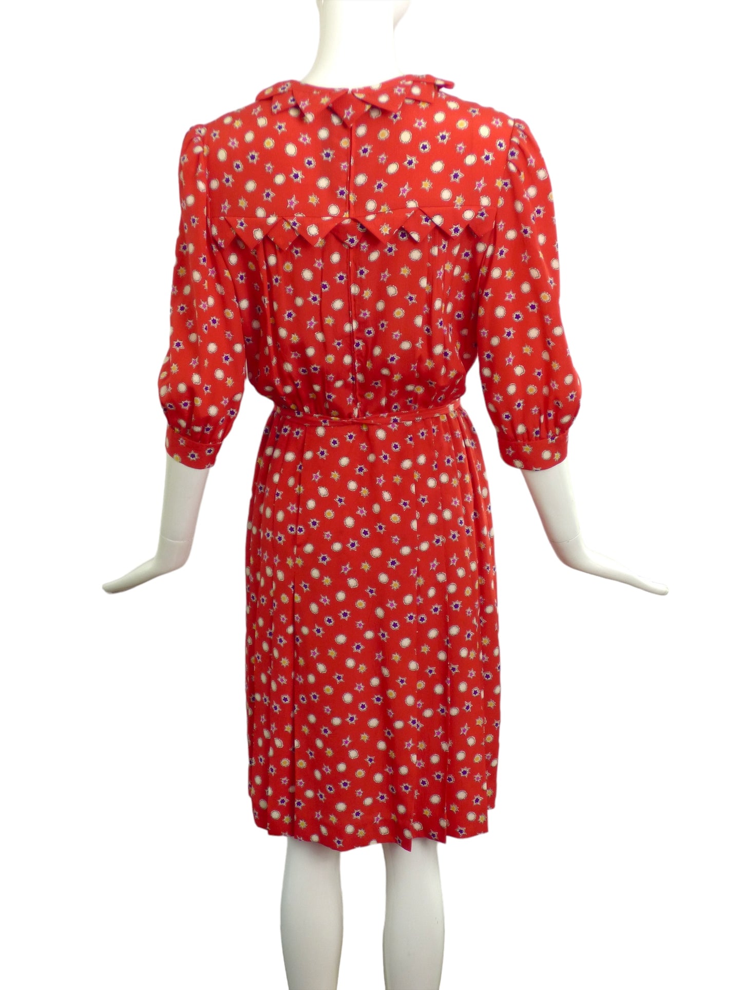 NINA RICCI-1980s Silk Print Dress, Size-8