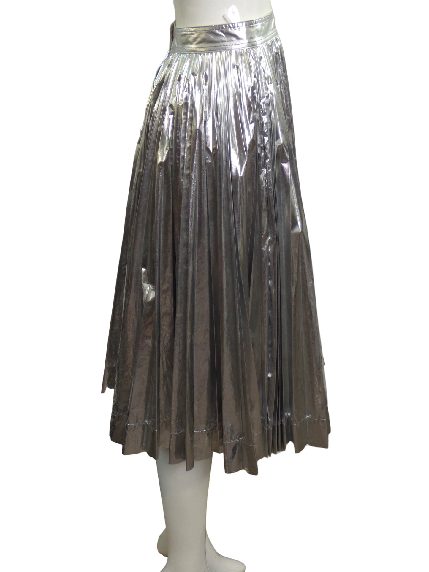 CALVINKLEIN305W39NYC-Silver Accordion Pleat Skirt, Size-8