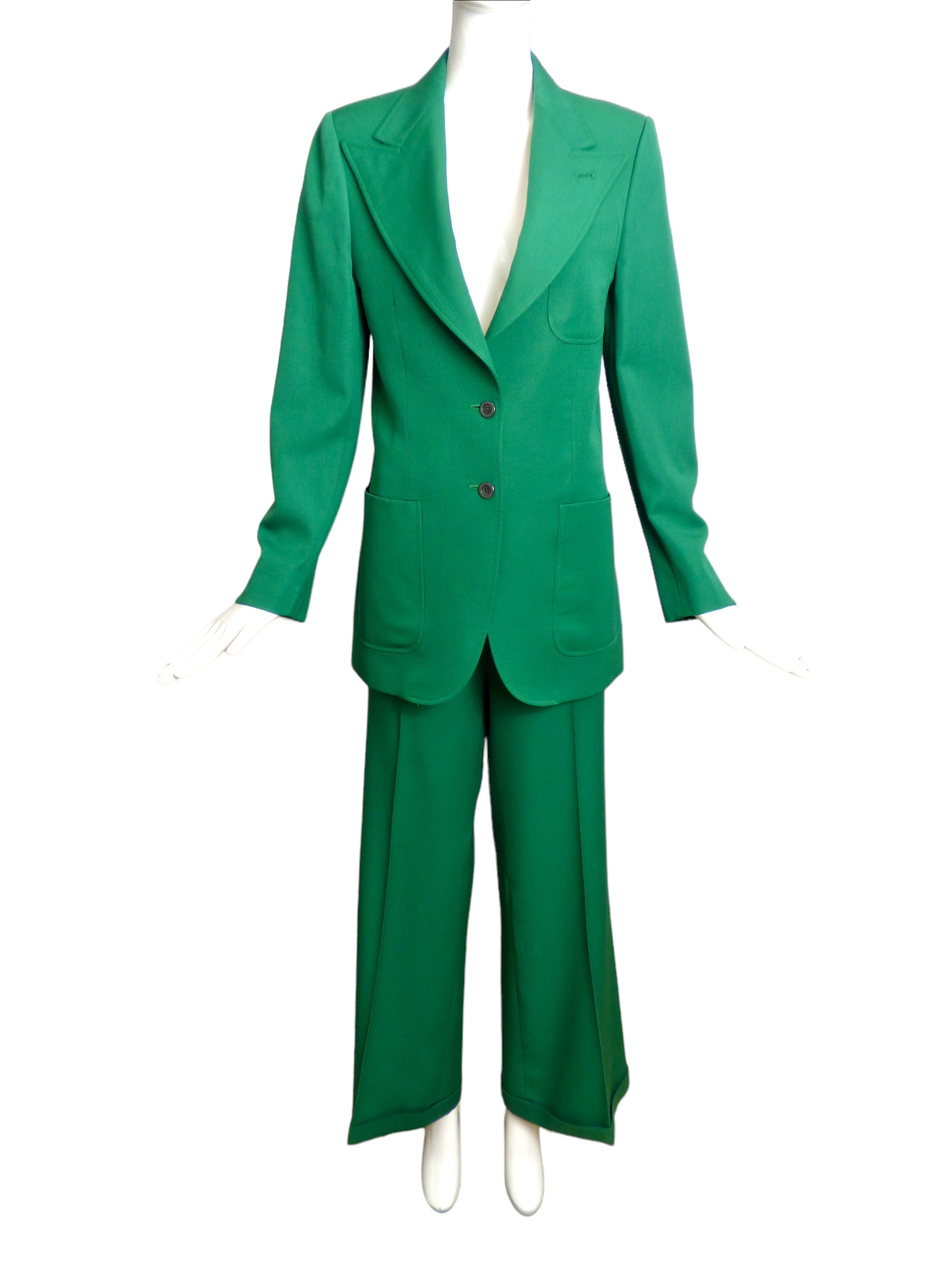 GUCCI- Green Wool Pantsuit, SIze 8 – MARTINI CONSIGNMENT