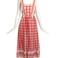 BOB MACKIE & RAY AGHAYAN-1970s Red & Ivory Gingham Dress, Size-2