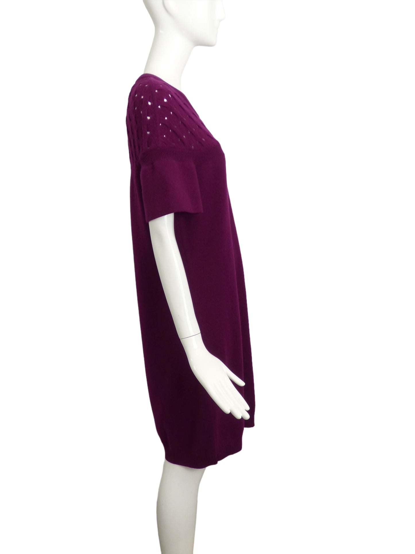 CHANEL-Raspberry Cashmere Sweater Knit Dress, Size-12