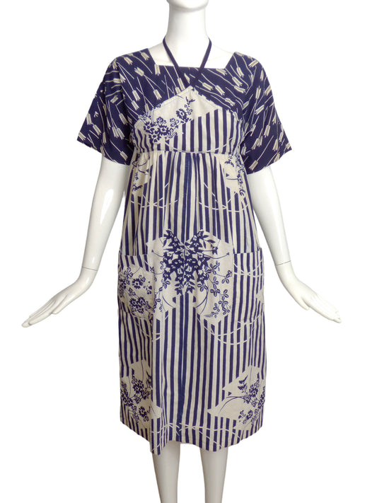 HANAE MORI- 1980s Cotton Print Dress, Size 8