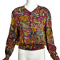 VALENTINO- 1980s Floral Silk Print Blouse, Size 8