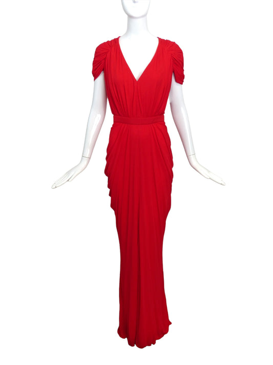 ALEXANDER MCQUEEN- NWT 2015 Red Jersey Gown, Size 6