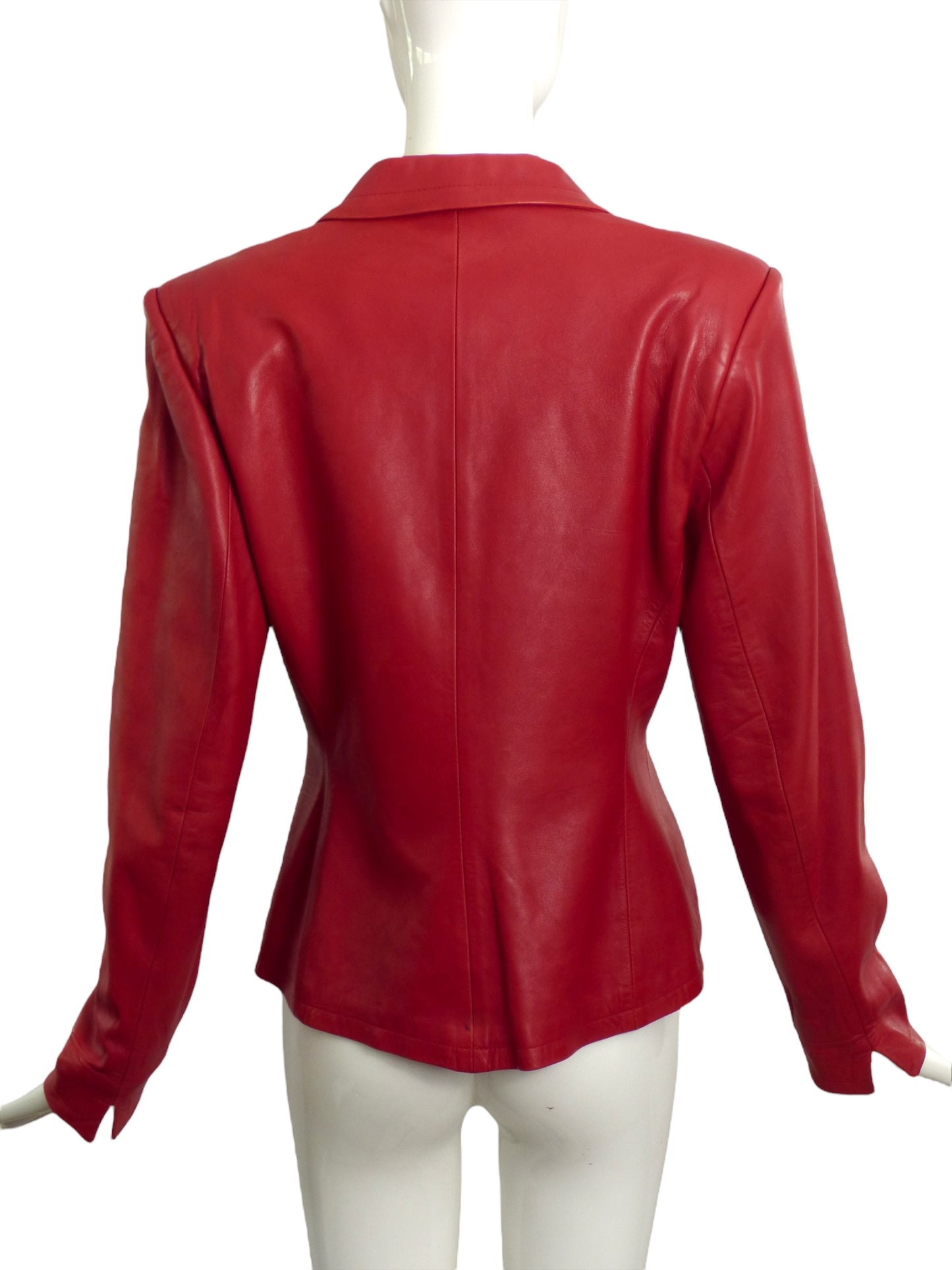 JIL SANDER-1980s Red Leather Jacket, Size-8