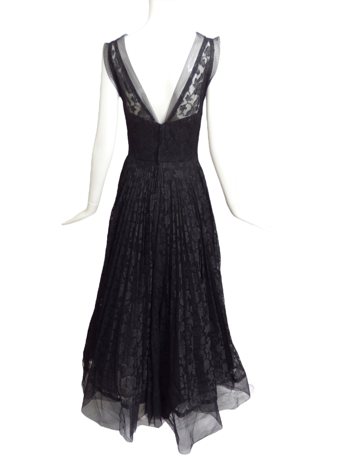 1940s Black Lace Evening Gown, Size-4