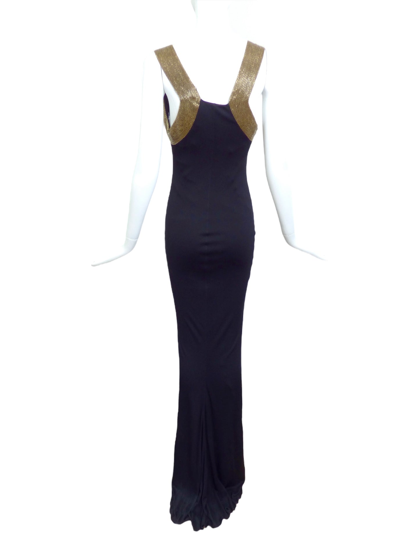 ROBERTO CAVALLI- Beaded Crepe Evening Gown, Size 6