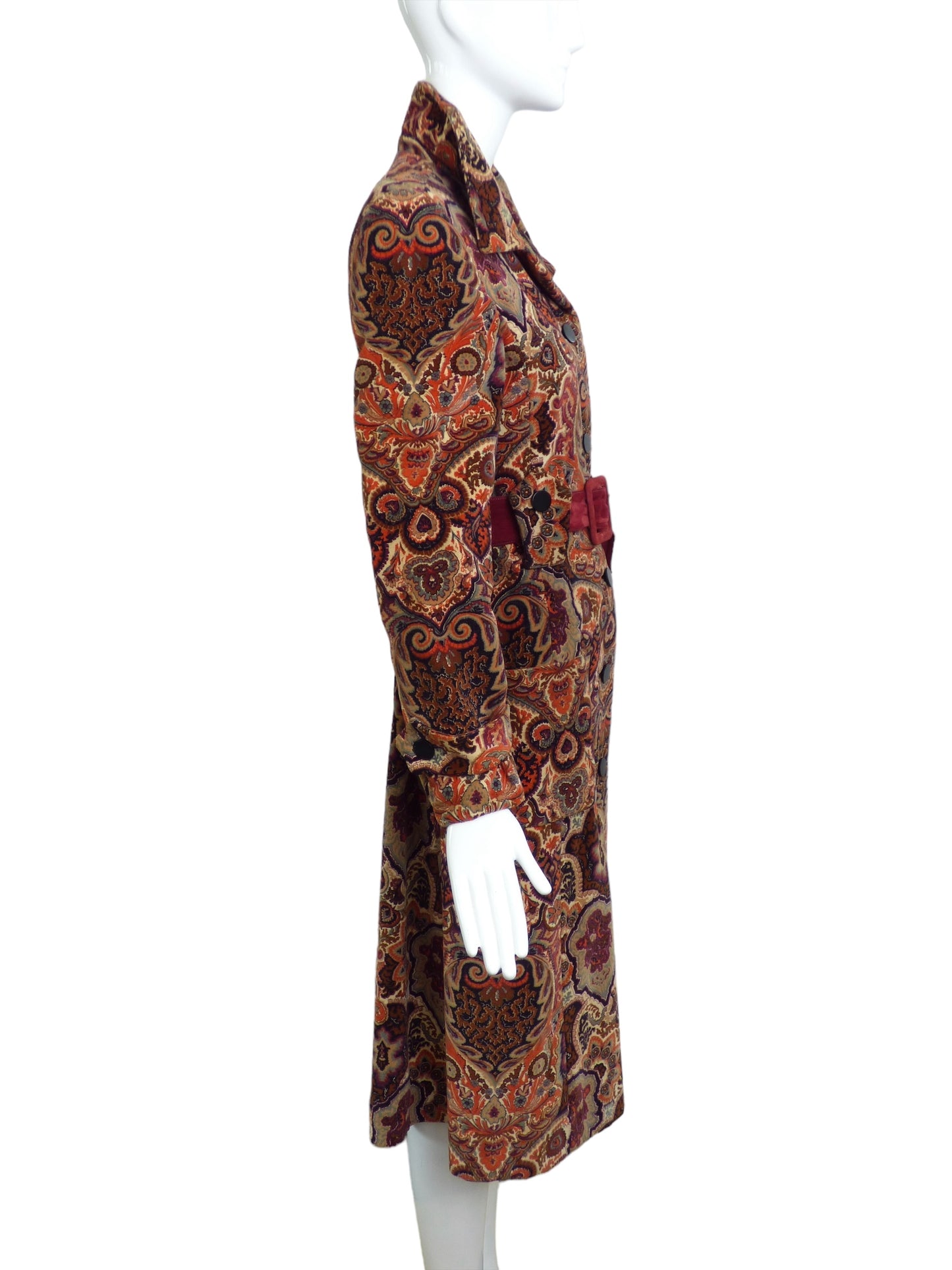 1960s Paisley Print Velvet Coat, Size 4