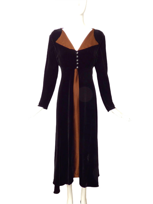 1940s Velvet & Silk Dress, Size 6