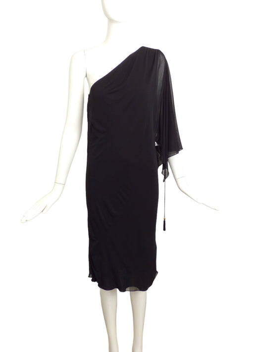 GUCCI- Black Draped Cocktail Dress, Size-Small