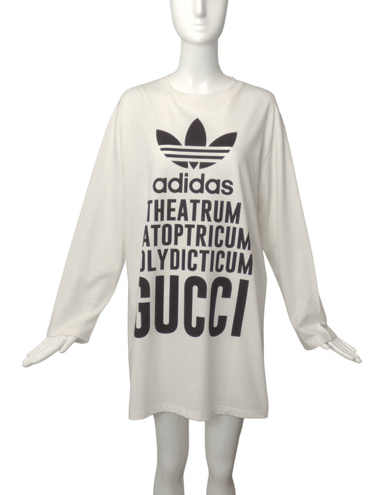 GUCCI x ADIDAS- 2022 NWT White Cotton T-Shirt Dress, Size XSmall