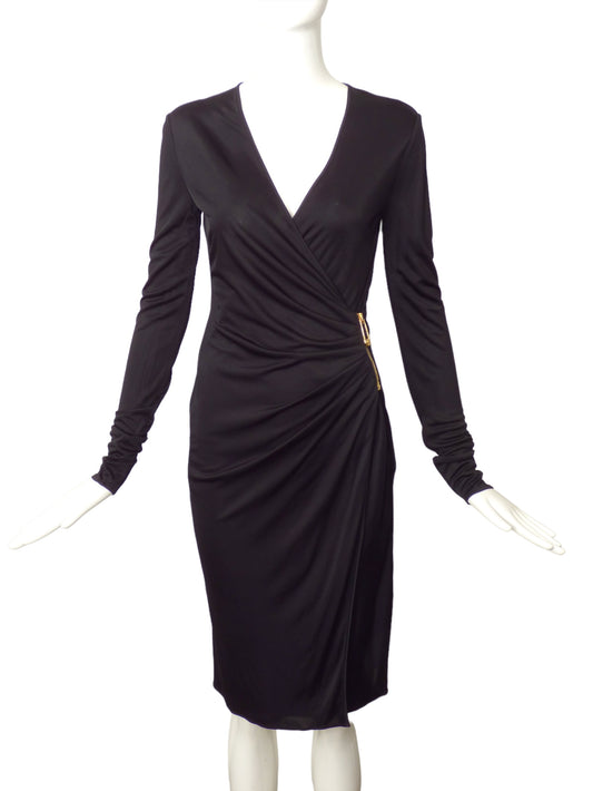 VERSACE- NWT Black Jersey Zipper Dress, Size 4