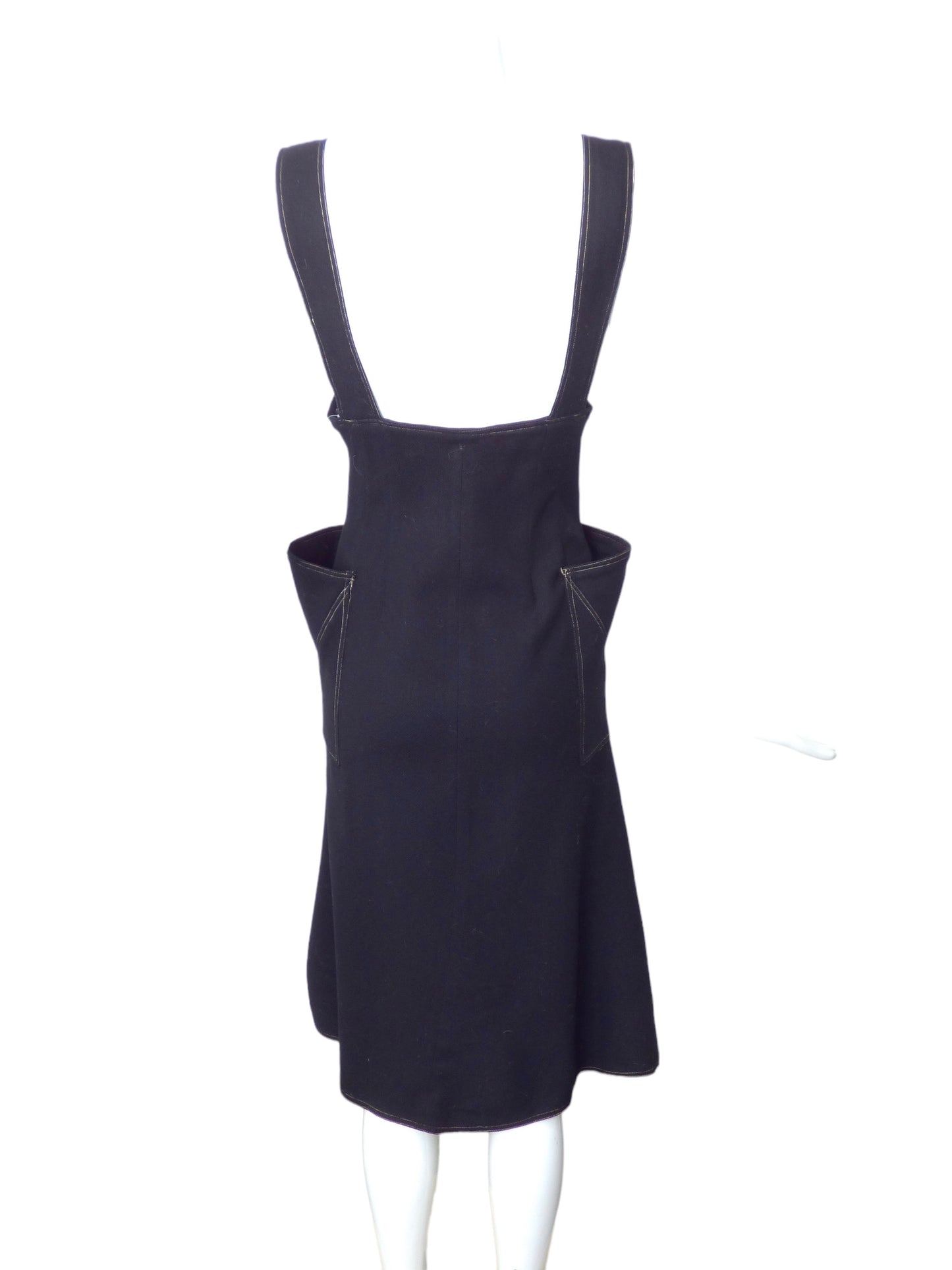 NORMA KAMALI- 1970s Black Wool Suspender Skirt, Size 4