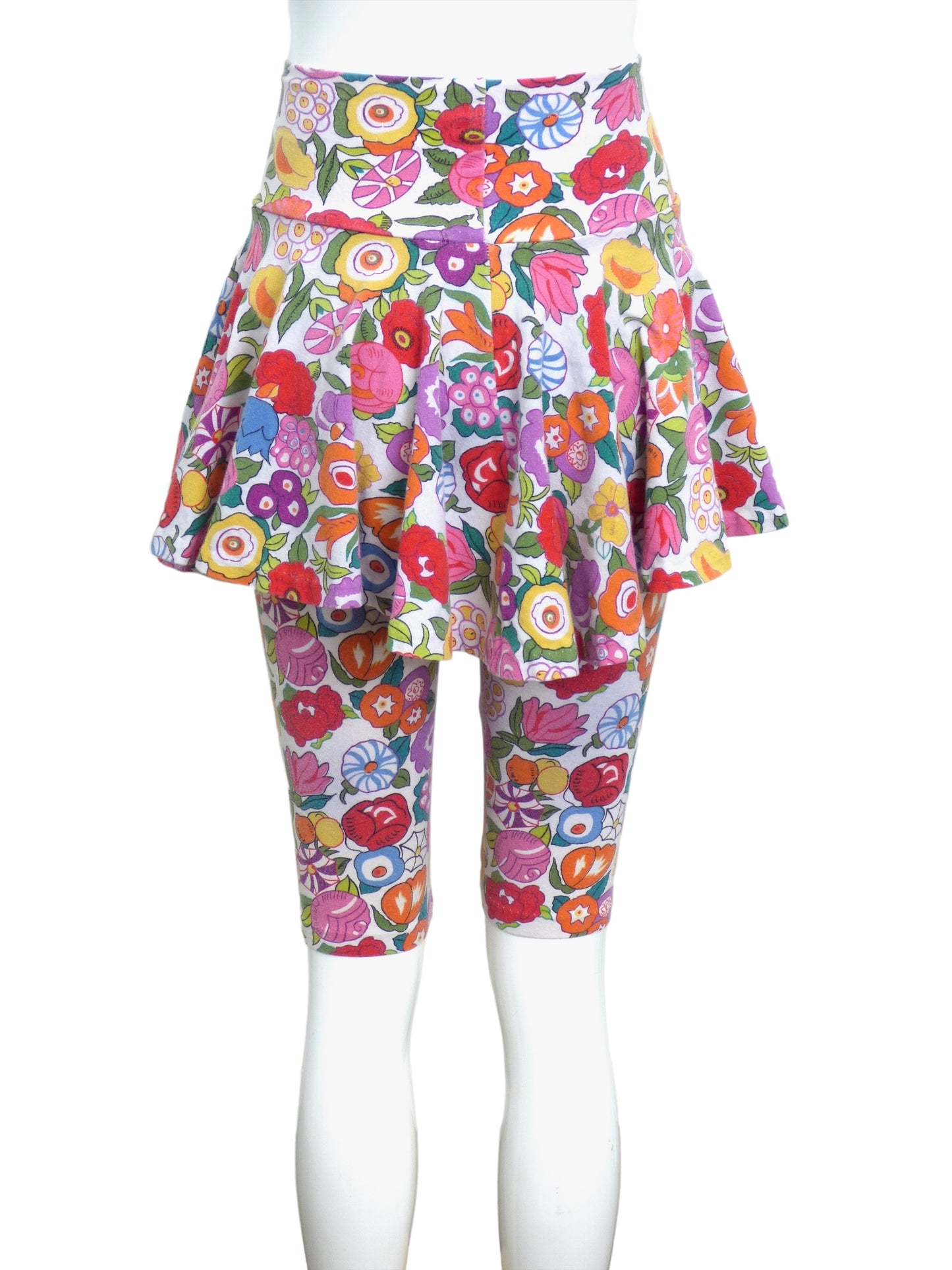 BETSEY JOHNSON-1980s Floral Knit Shorts & Skirt, Size-Small