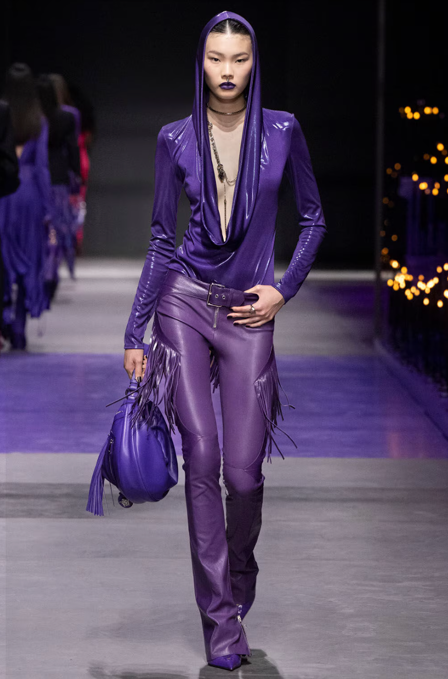 VERSACE- NWT 2023 Purple Hoodie Mini Dress Size 2