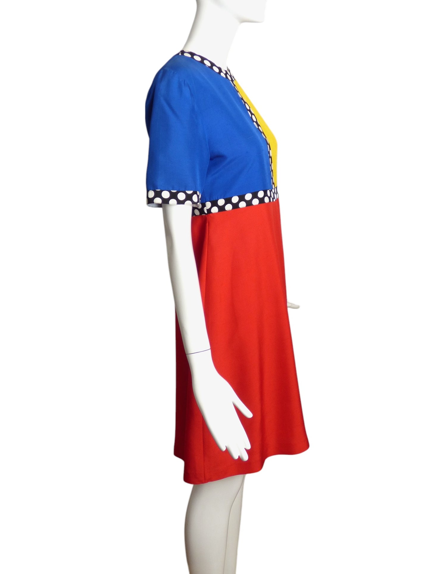 ANNE CUMMINS- 1980s Silk Mondrian Dress, Size 6