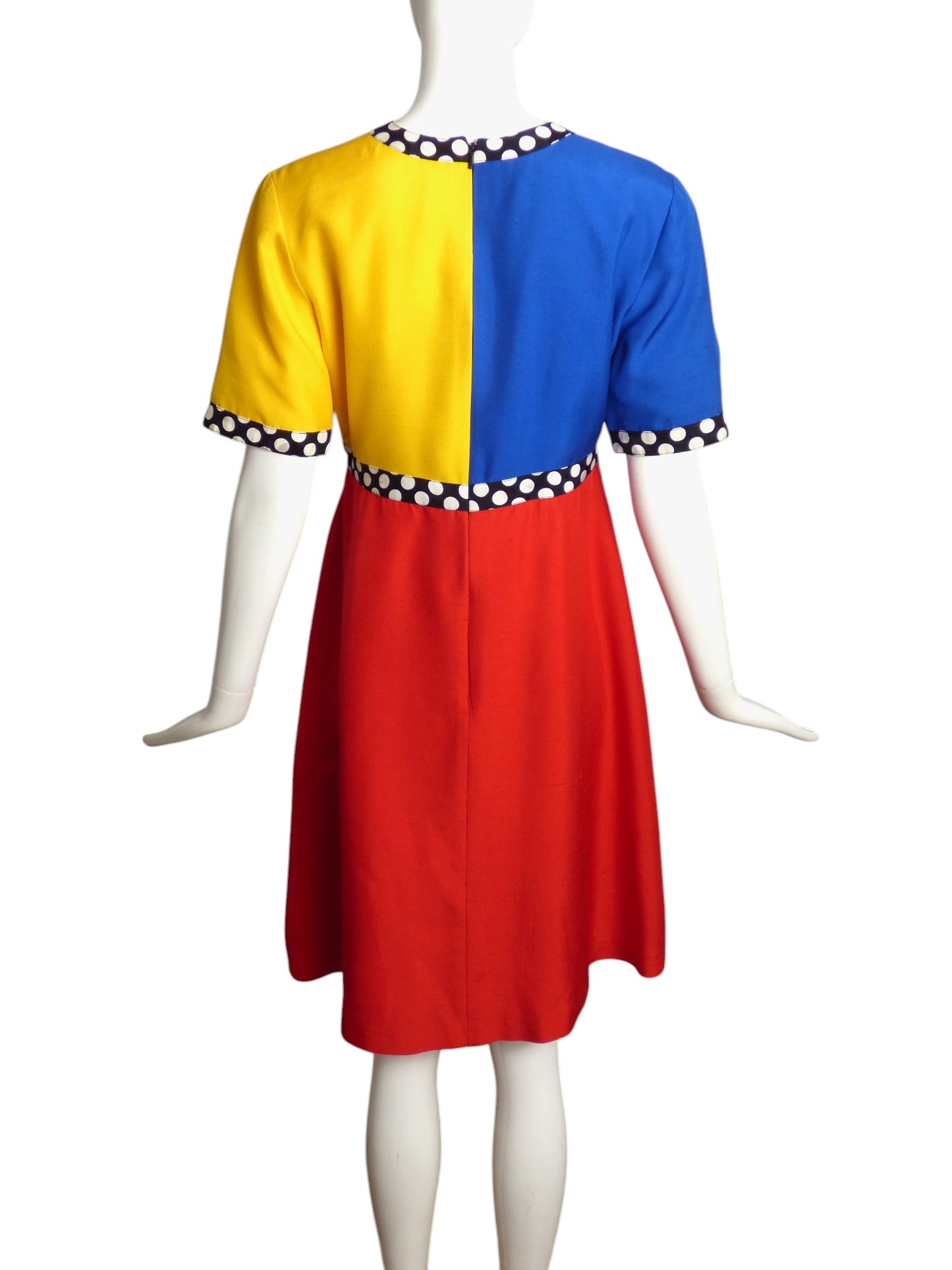 ANNE CUMMINS- 1980s Silk Mondrian Dress, Size 6