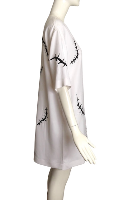 MOSCHINO COUTURE- 2020 White Embroidered Knit Dress, Size 6