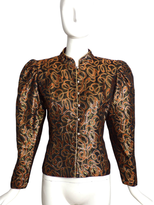 GUY LAROCHE- 1980s Brocade Lamé Cocktail Jacket, Size 8