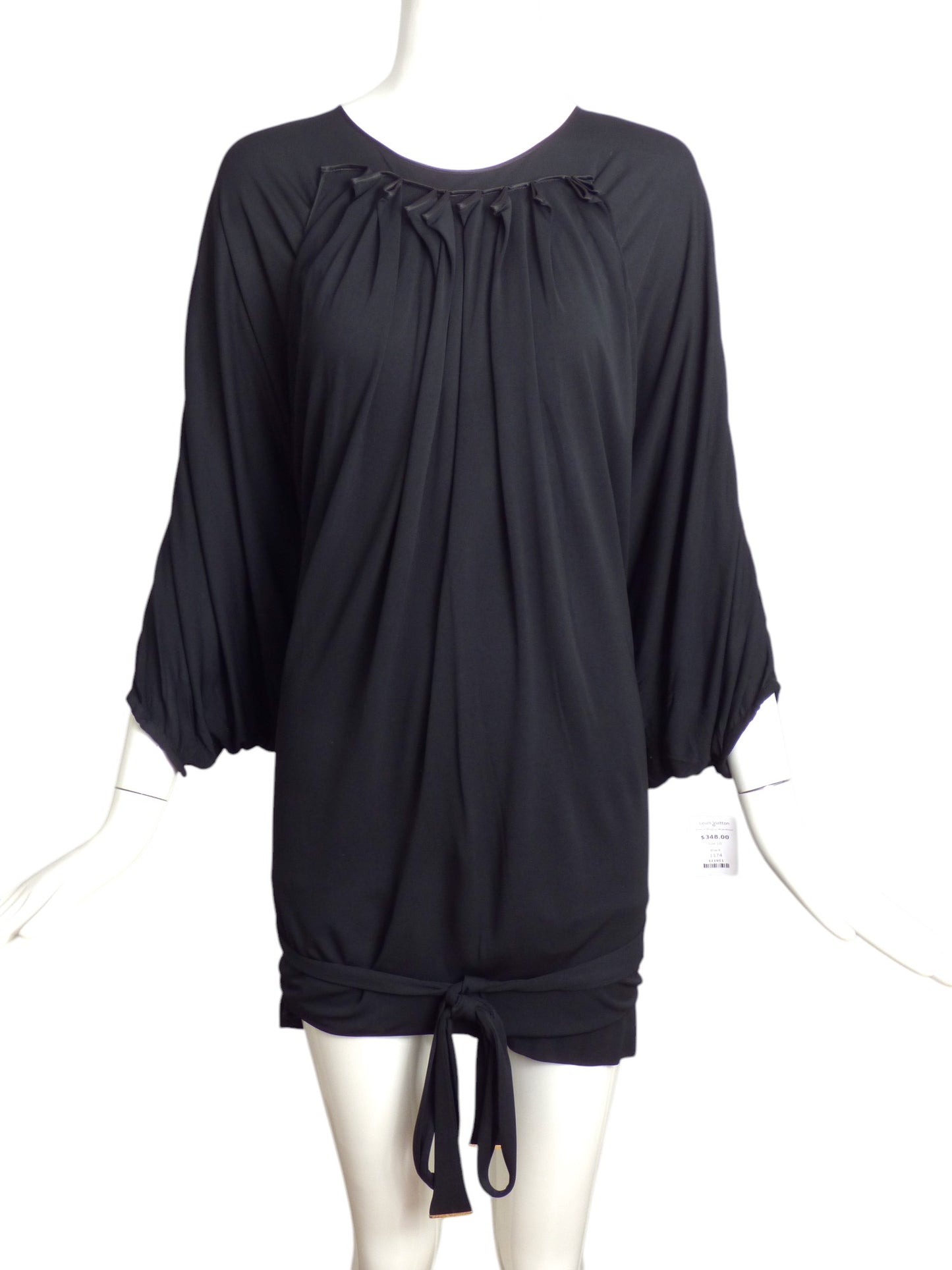 LOUIS VUITTON- Black Jersey Knit Wrap Style Blouse, Size 10