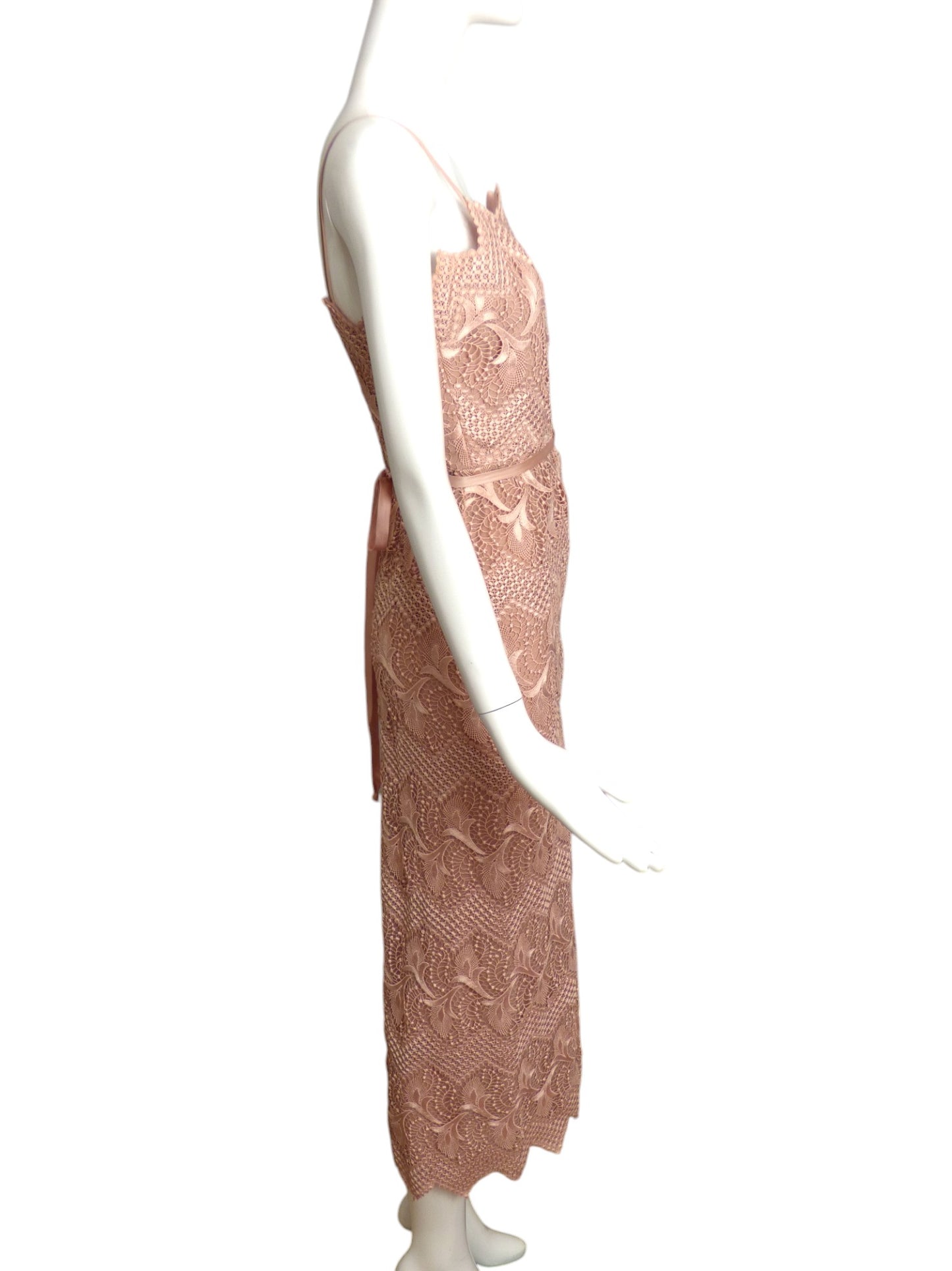 MICHAEL NOVARESE- 1980s Pink Lace Gown & Jacket, Size 6