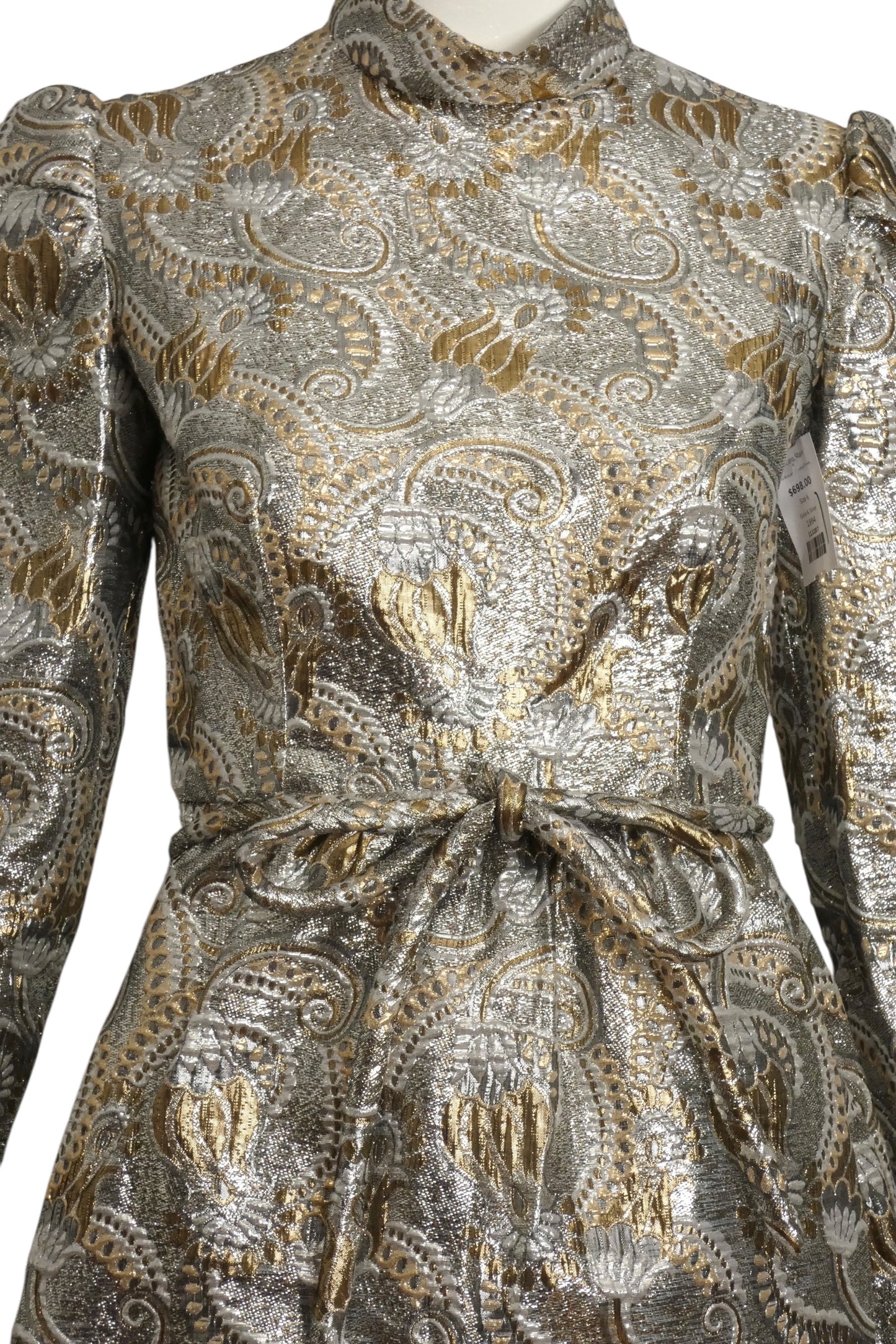 MALCOLM STARR- 1960s Metallic Brocade Evening Gown, Size 6