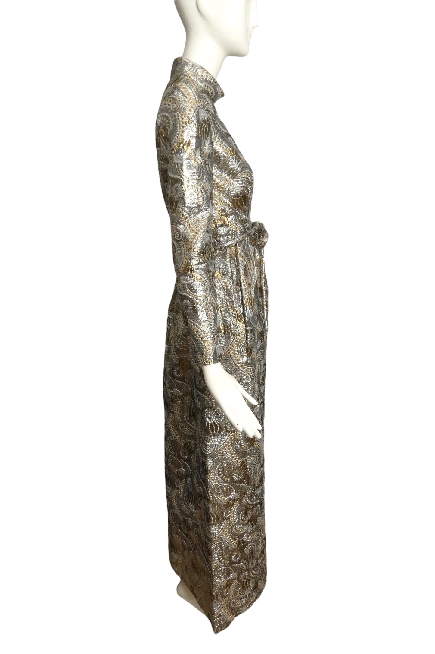 MALCOLM STARR- 1960s Metallic Brocade Evening Gown, Size 6