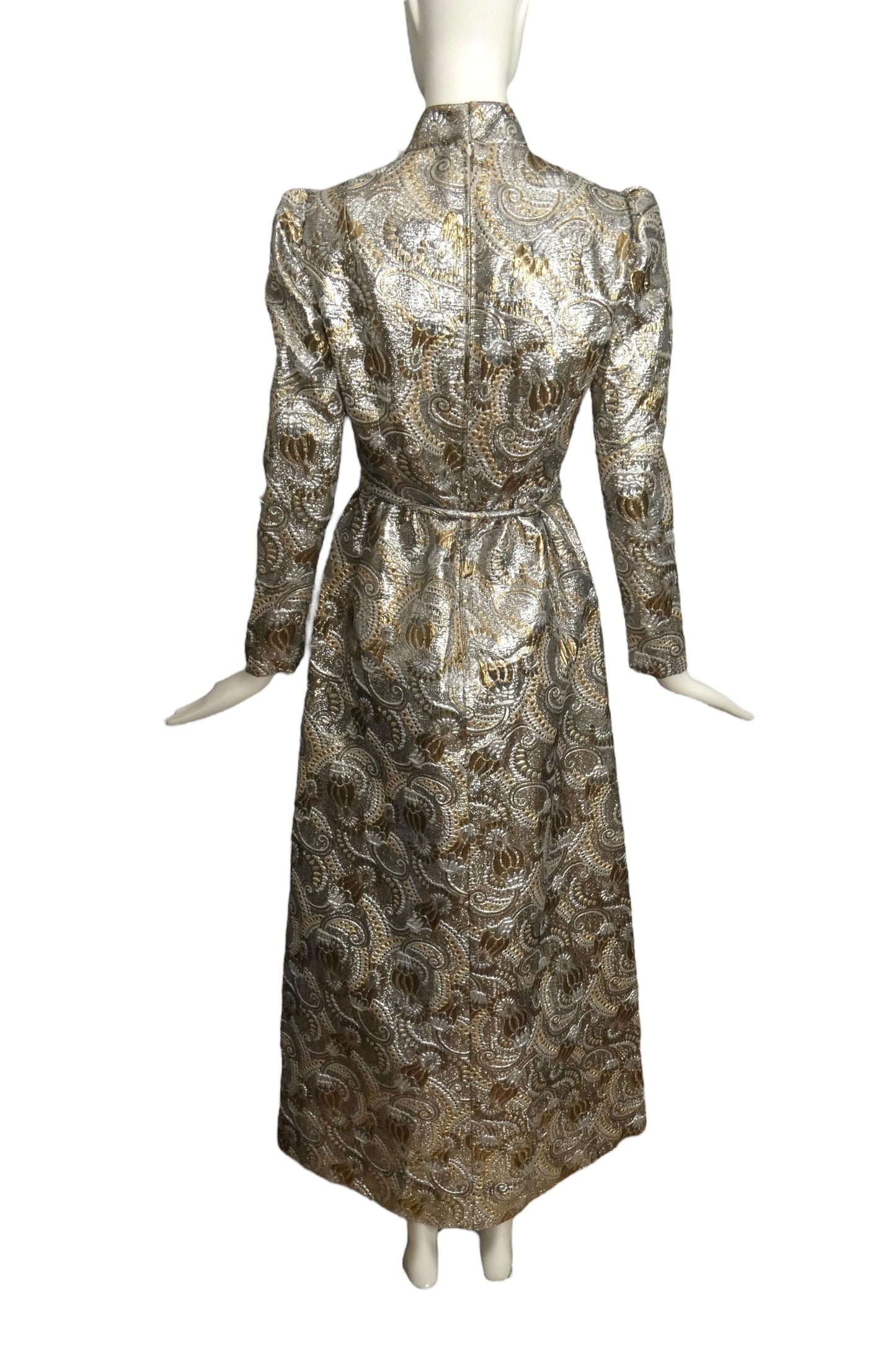 MALCOLM STARR- 1960s Metallic Brocade Evening Gown, Size 6