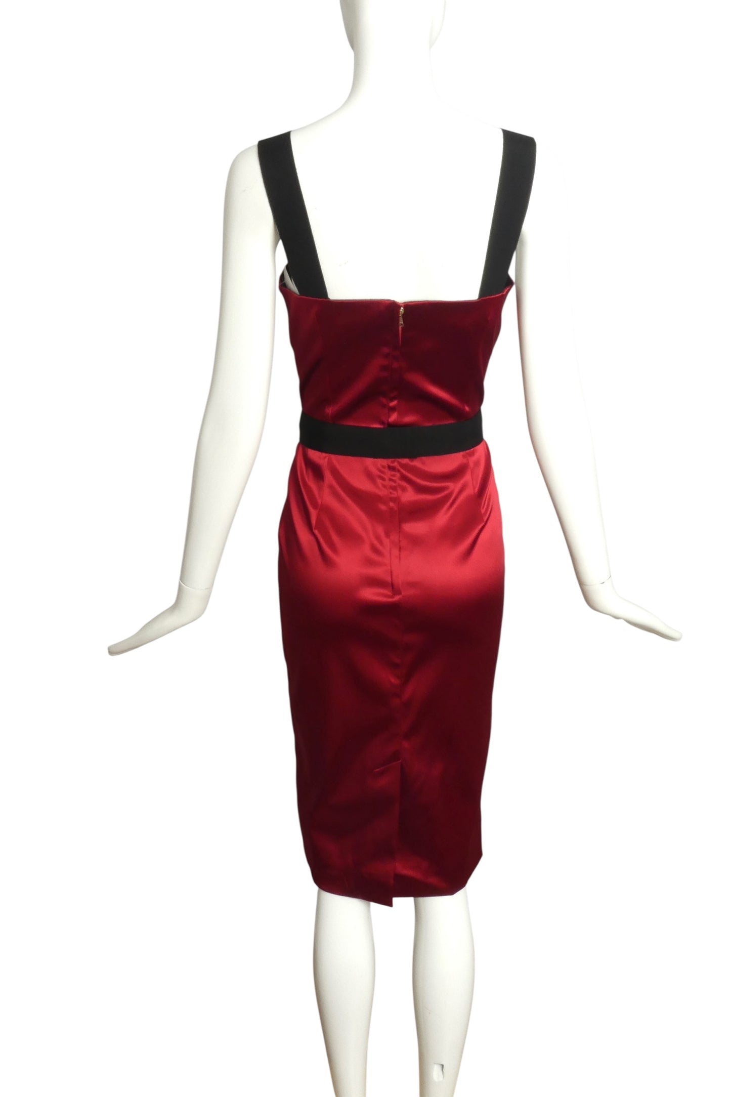 DOLCE & GABBANA- Red Satin Wiggle Dress, Size 6