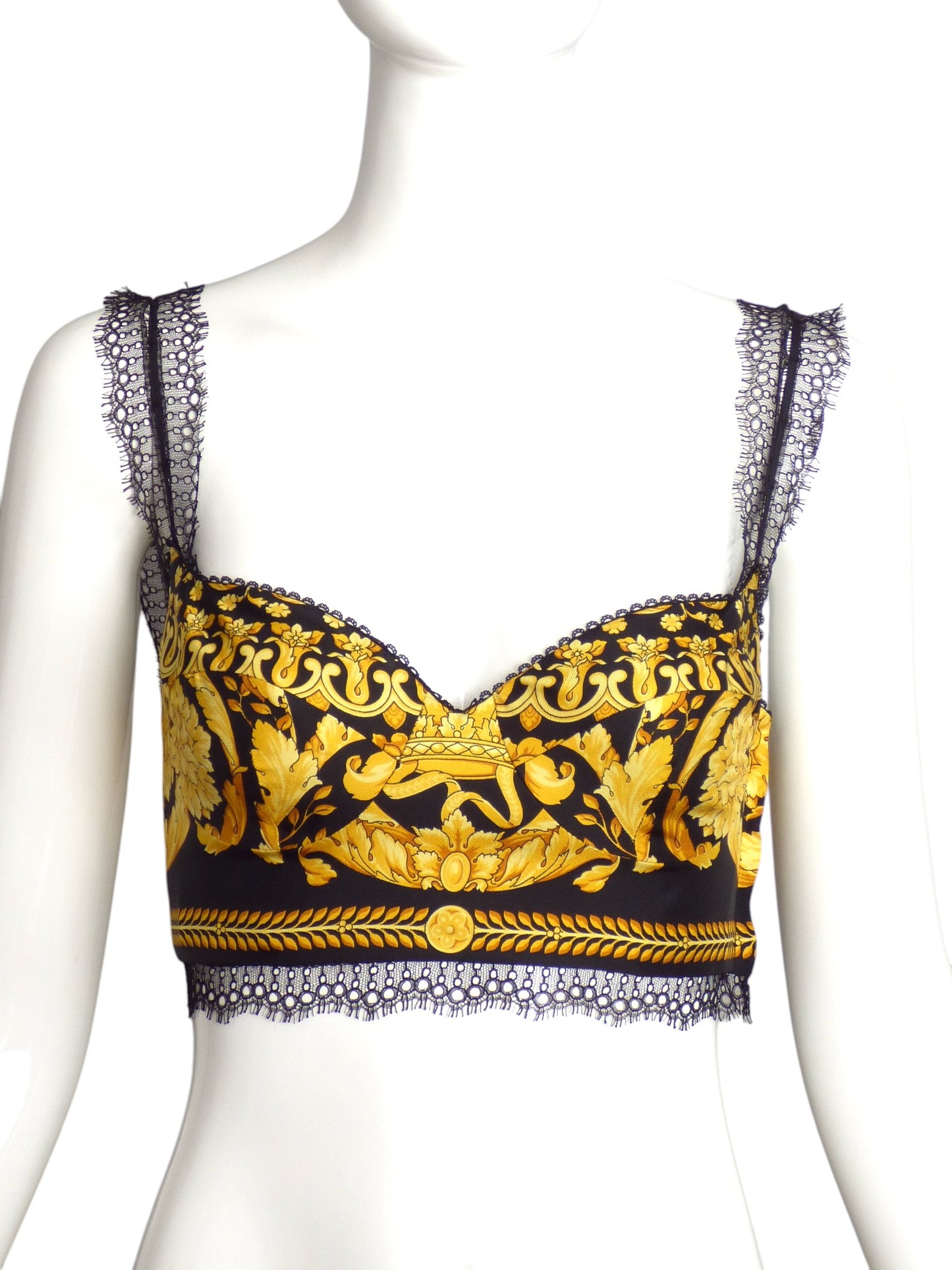 VERSACE- NWT 2024 Silk & Lace Bralette, Size 4