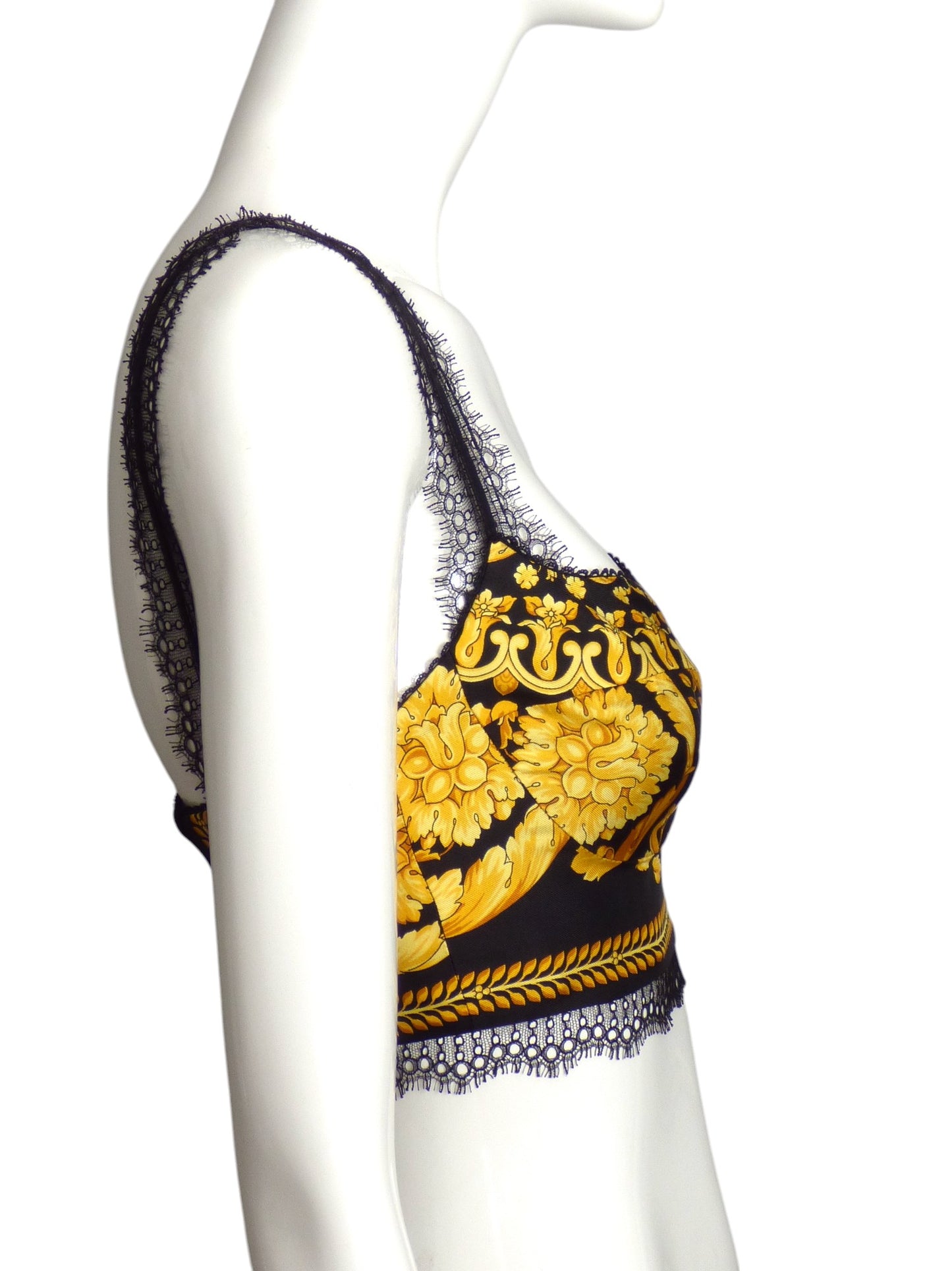 VERSACE- NWT 2024 Silk & Lace Bralette, Size 4