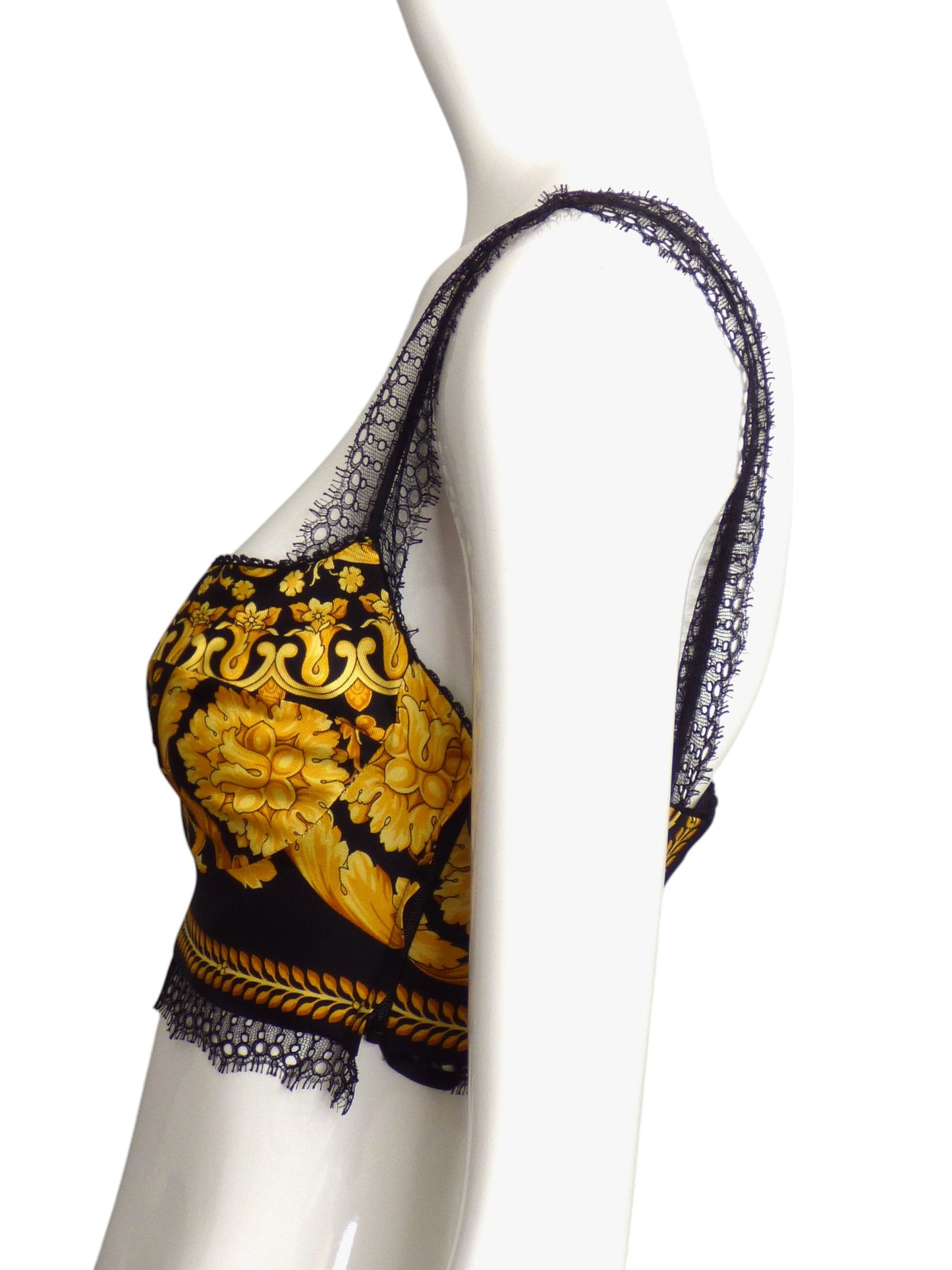 VERSACE- NWT 2024 Silk & Lace Bralette, Size 4