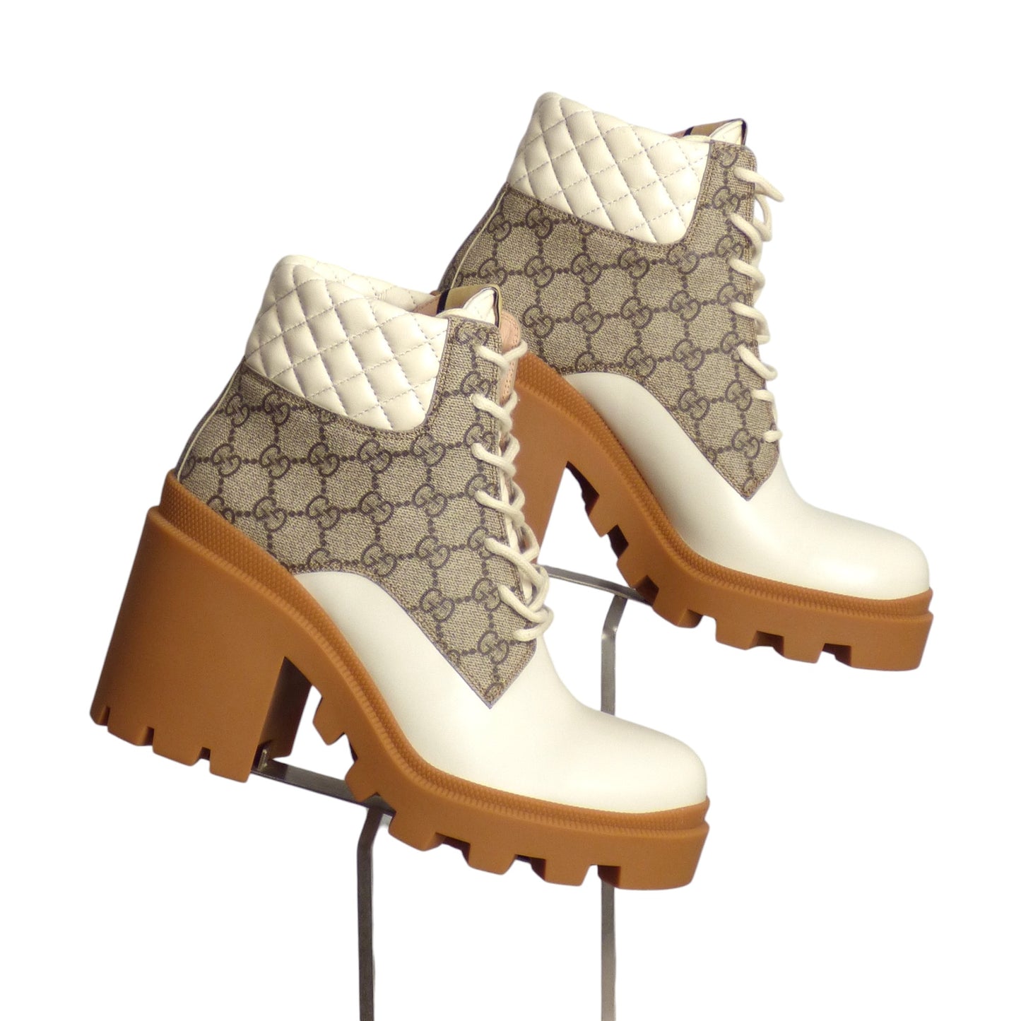 GUCCI- NIB Supreme Print Hiking Boots, Size 40.5