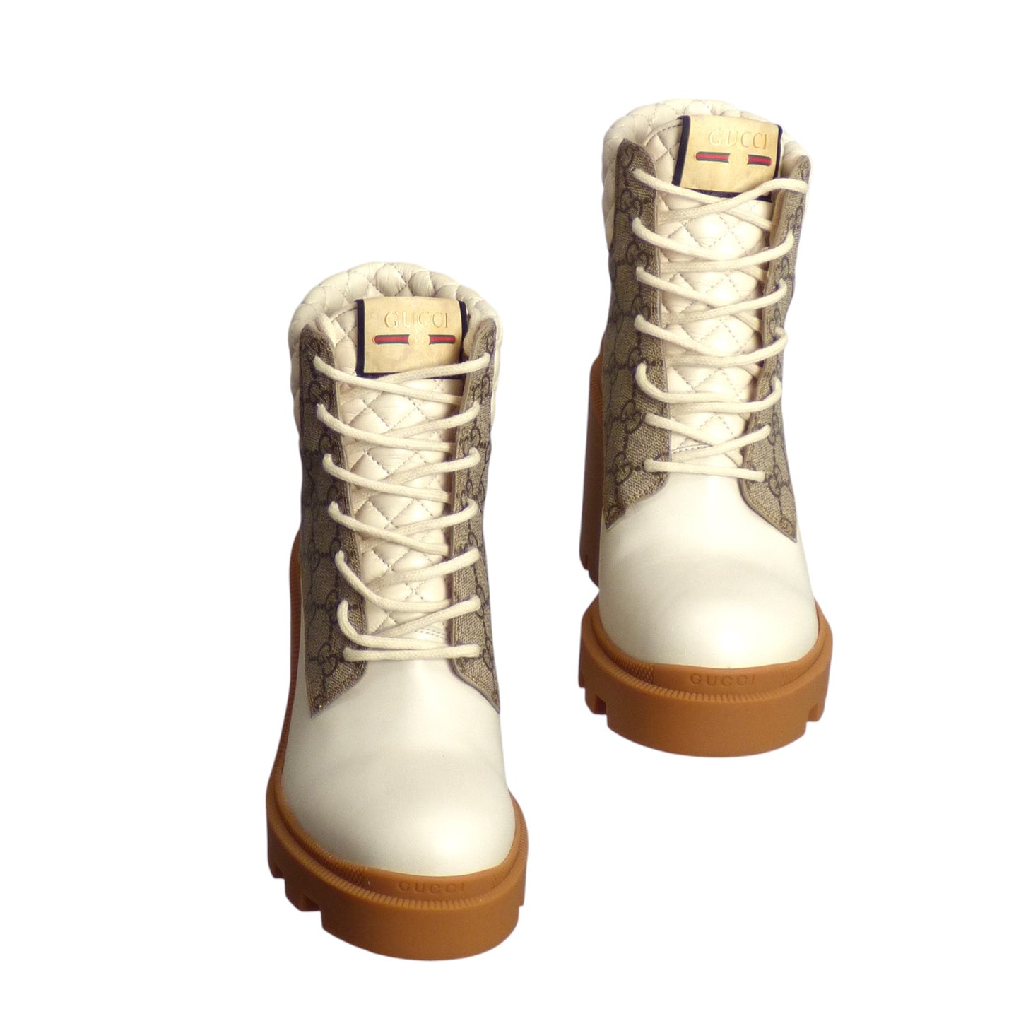GUCCI- NIB Supreme Print Hiking Boots, Size 40.5