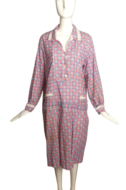 1920s Printed Cotton Day Dress Size 16