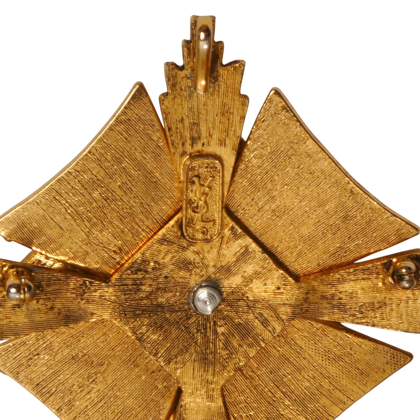YVES SAINT LAURENT- 1980s Rhinestone Maltese Cross Brooch