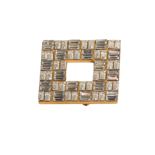YVES SAINT LAURENT-1980s Square Rhinestone Brooch