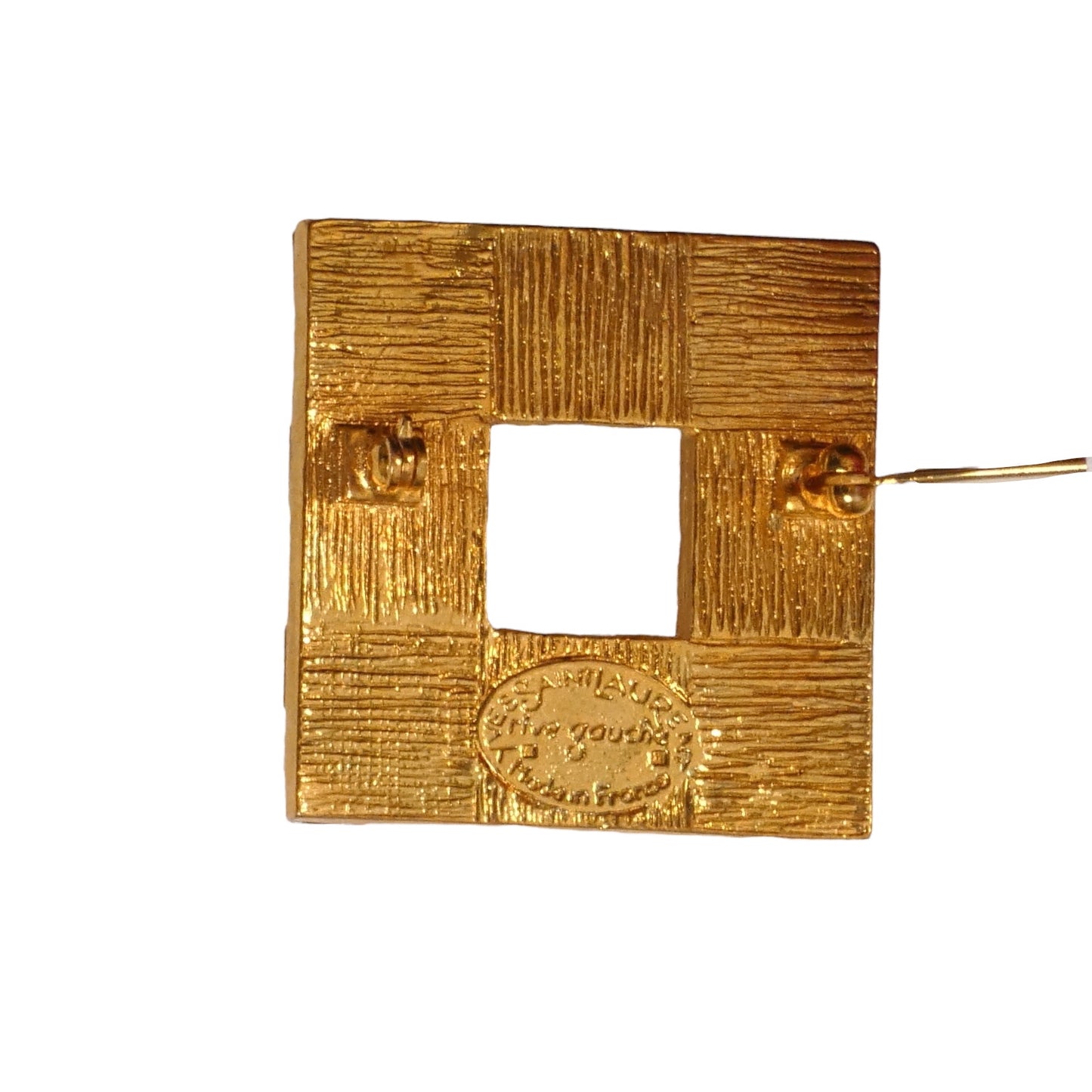 YVES SAINT LAURENT-1980s Square Rhinestone Brooch