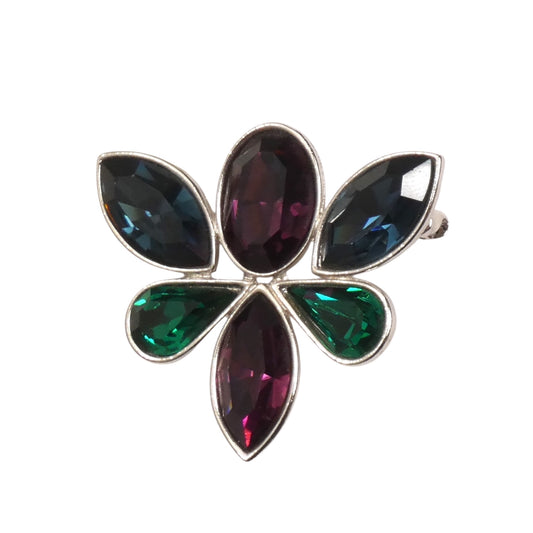 YVES SAINT LAURENT-1980s Multi Color Rhinestone Brooch