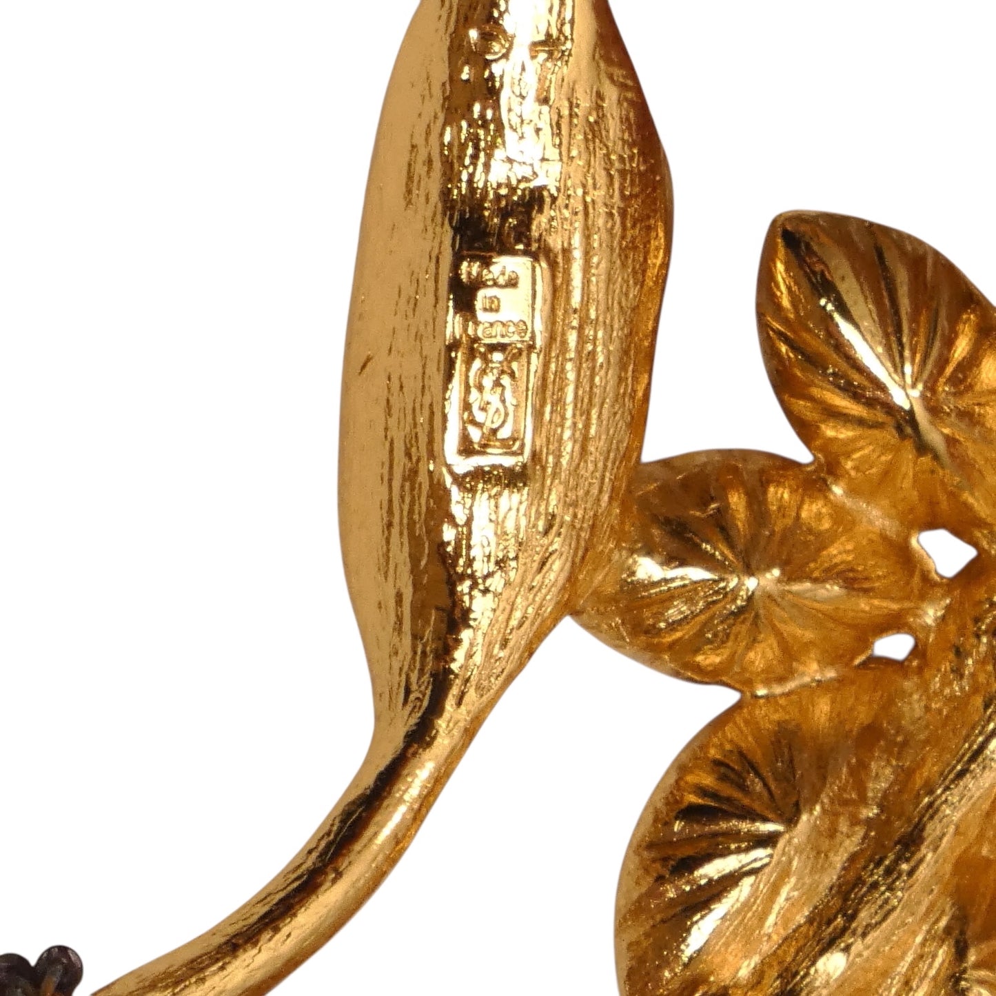 YVES SAINT LAURENT- 1980s Gold & PInk Rhinestone Bouquet Brooch