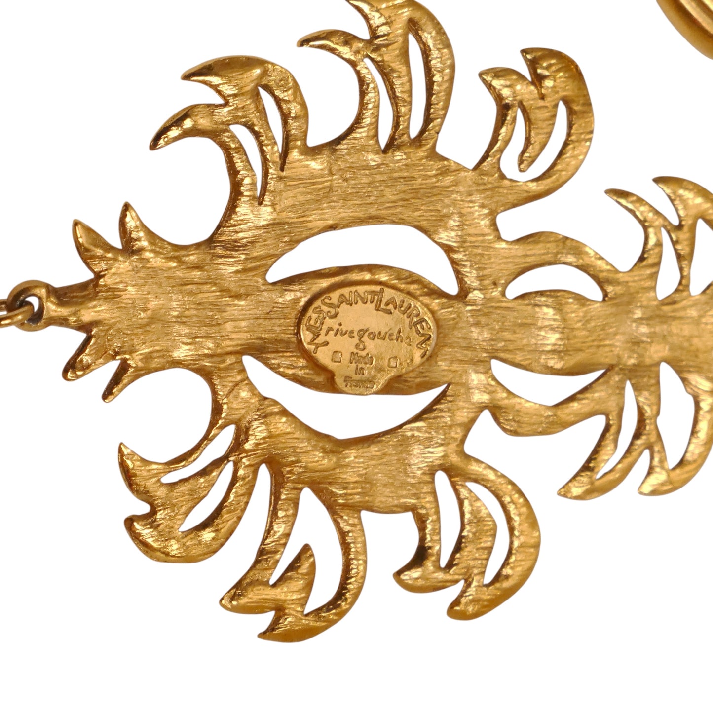 YVES SAINT LAURENT- 1980s Gold & Rhinestone Hinged Drop Brooch
